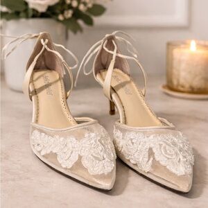 Elegant Cream Lace Heels